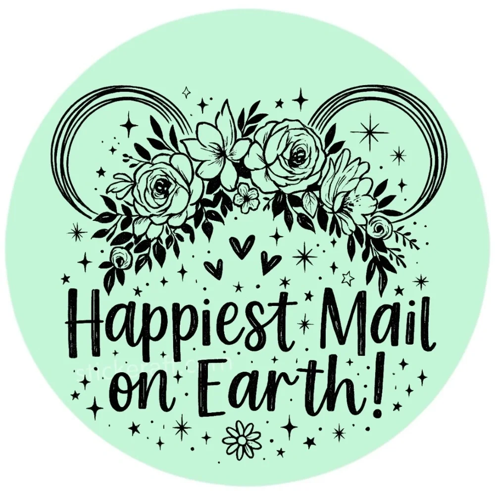 Happiest Mail on Earth Sticker 2” | Cute DISNEY Label | Small Biz Packaging